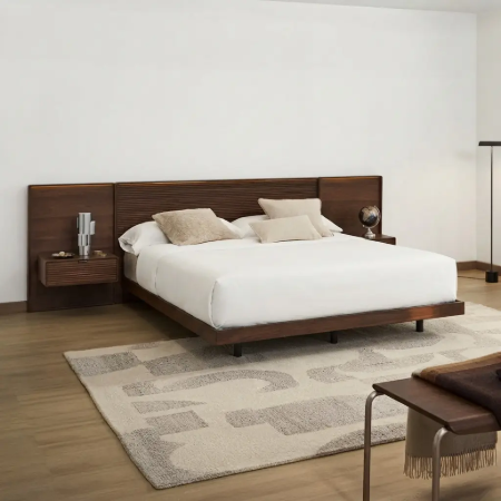 Picture of Norlen Bed Incl. headboard 2 bedside tables, Walnut veneer