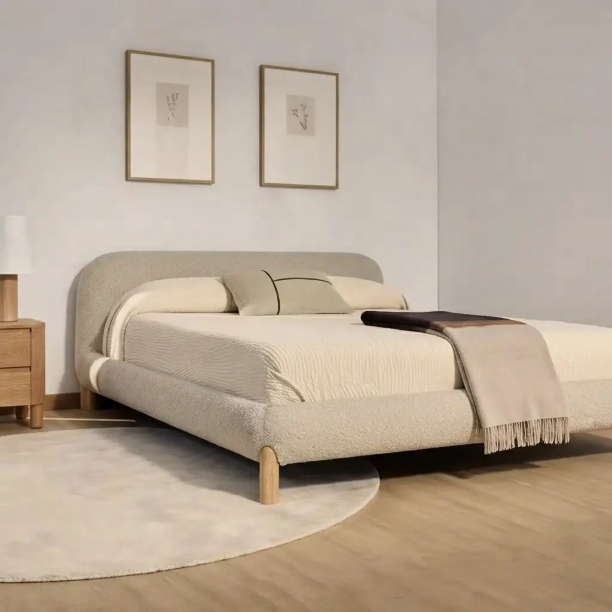 Picture of Bed Odina Bouclé, color Ecru/Natural