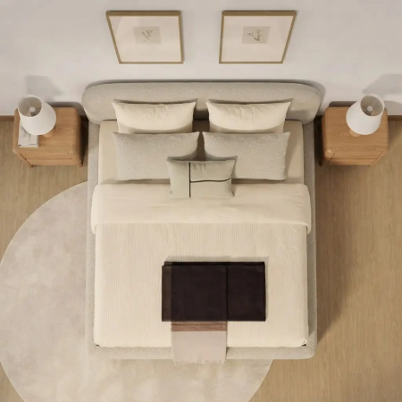 Picture of Bed Odina Bouclé, color Ecru/Natural
